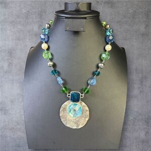 313.‎ Vintage Erica Lyons Multicolor Acrylic Pendant Necklace Signed